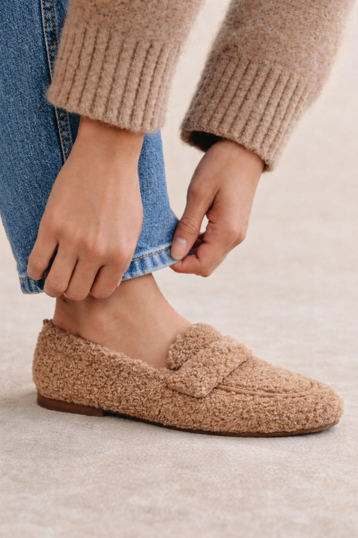 Arielle - Chaussures en peluche avec semelle antidérapante